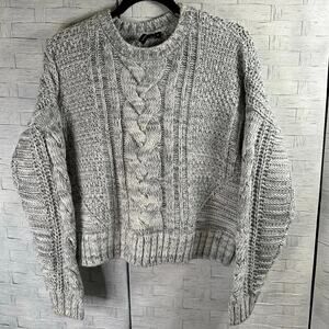 moon & madison sweater gray crop cable net soft sweater winter classic Y2K fall